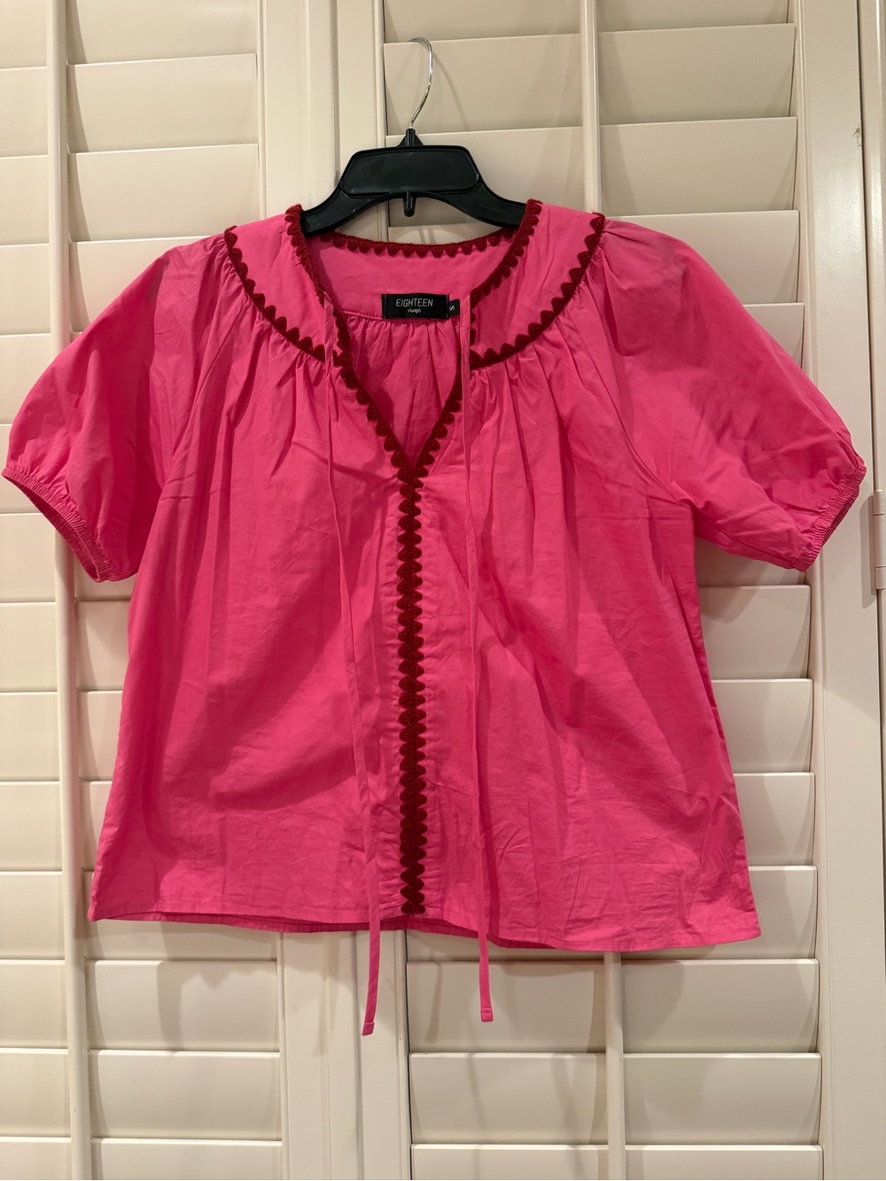 TCEC Fuchsia RicRac Trim Blouse, Size S